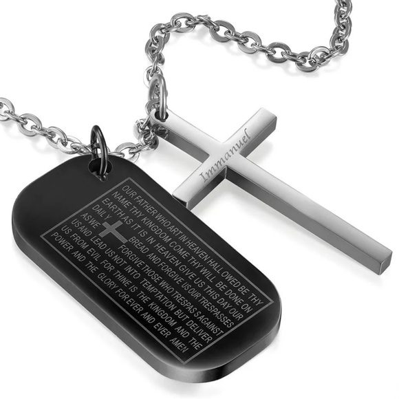 lord's prayer dog tag necklace